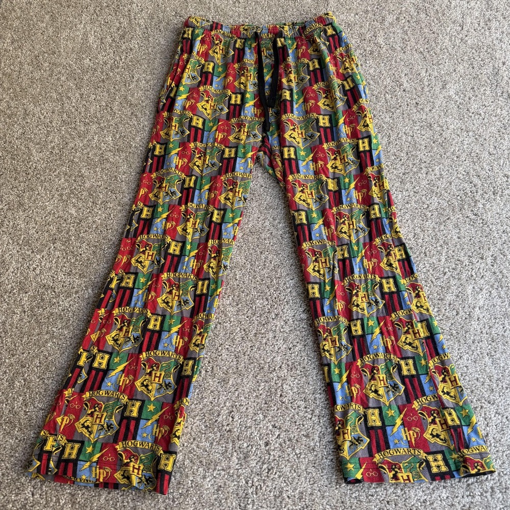 Harry Potter Pajama Pants Womens Small Multicolor Hogwarts Flannel Sleepwear